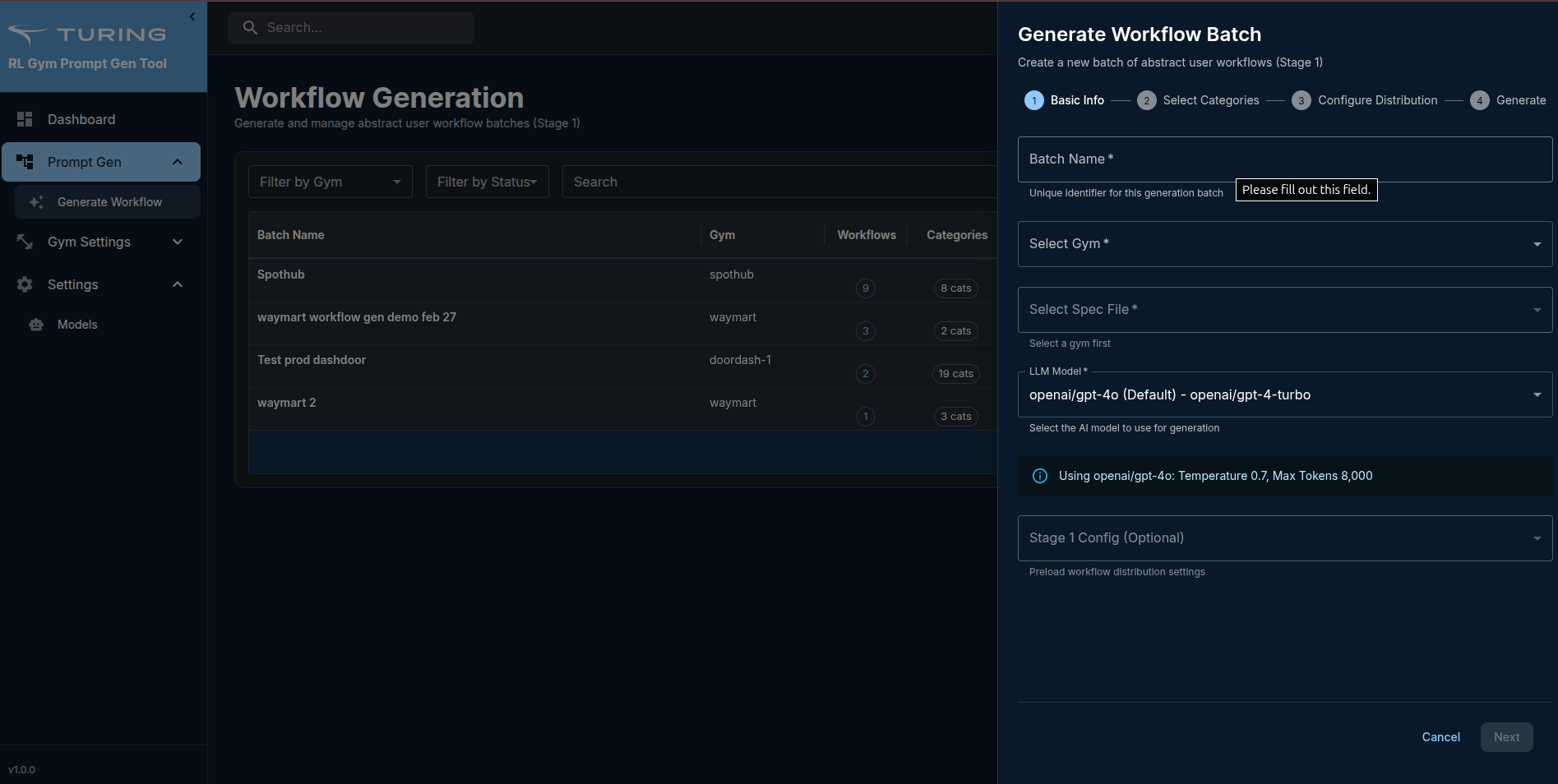 Generate Workflow - Step 1