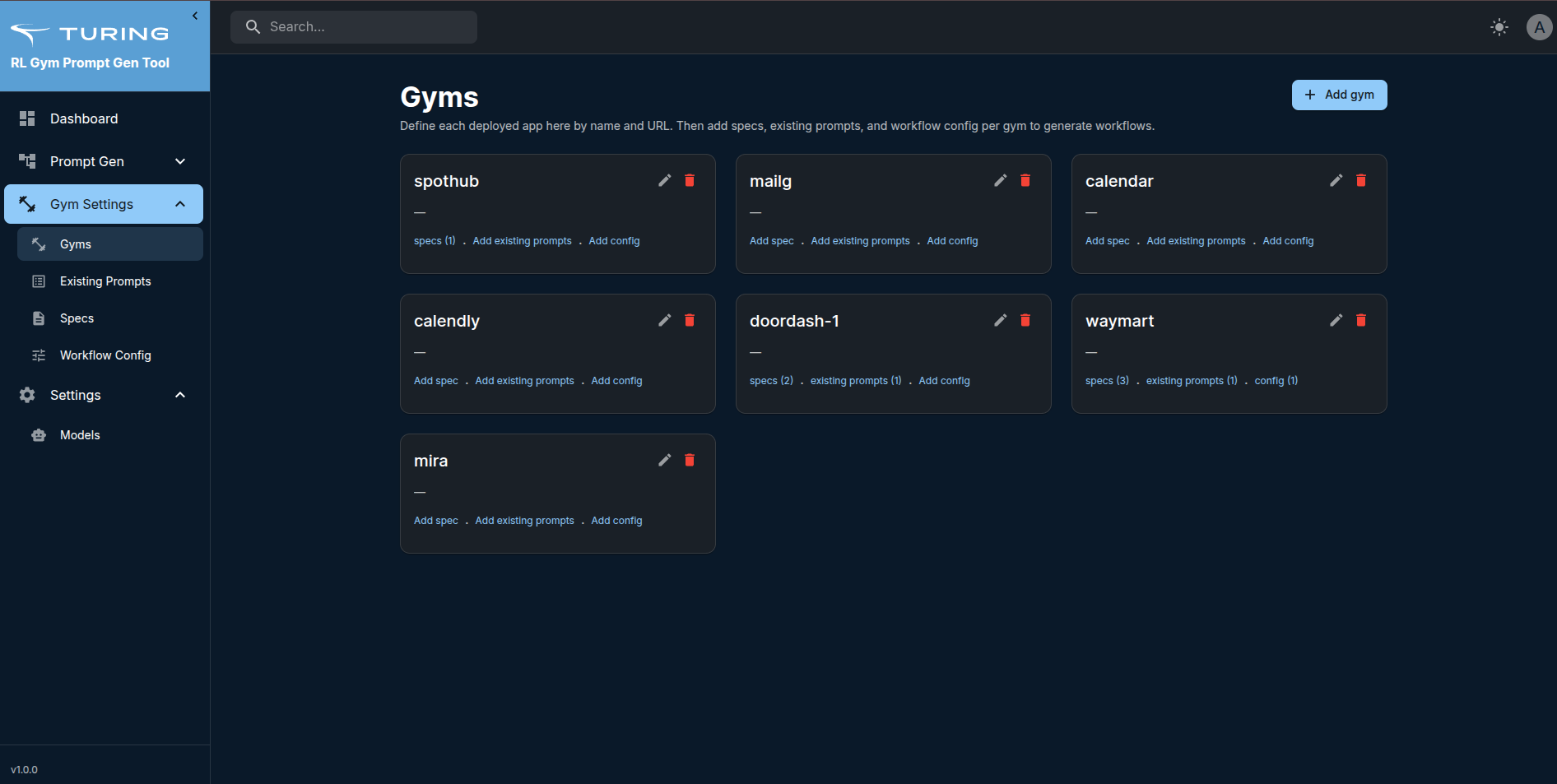 Gym Listing Page